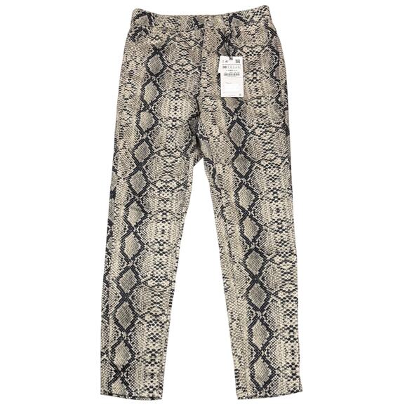 NWT ZARA High Rise Skinny Pant Size 6 Python Print - Picture 2 of 8